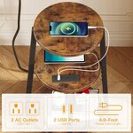 Nightstand Factory - 3-Tier Rustic Brown Metal Frame with USB Ports