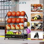 Ball Rack Supplier - Factory Supply 4-layer Rolling Balls Organizer with Hooks