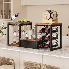 Wine Holder Stand Factory - Countertop Bottle Glass Holder Organizer for Home