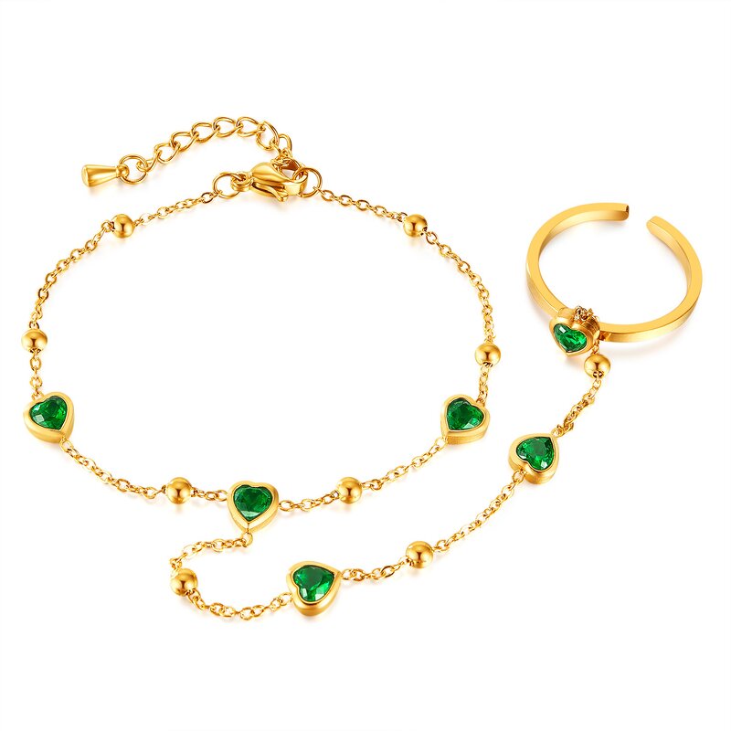 Emerald Charm Bracelet Manufacturer - OEM/ODM Custom 18K Gold Plated Cubic
