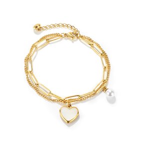 Heart Bracelet Manufacturer - OEM/ODM Custom Stainless Steel Pearl Double