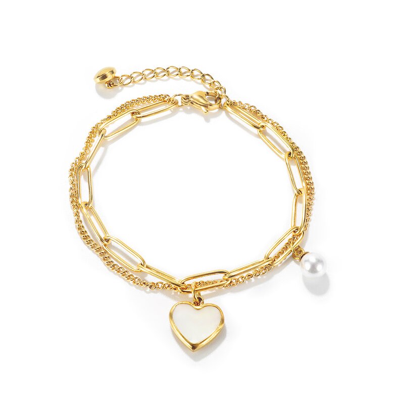 Heart Bracelet Manufacturer - OEM/ODM Custom Stainless Steel Pearl Double