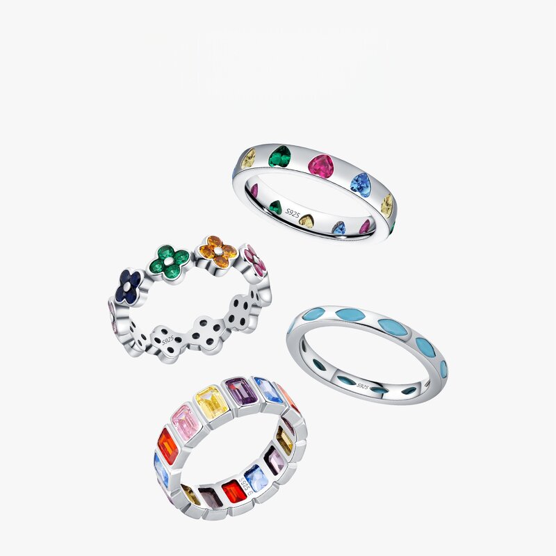 Colorful Ring Manufacturer - OEM/ODM Custom 925 Sterling Silver Shiny Matching