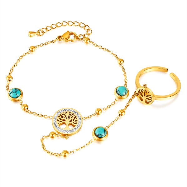 Back Chain Bracelet Manufacturer - OEM/ODM Custom 18K Gold Turquoise Live
