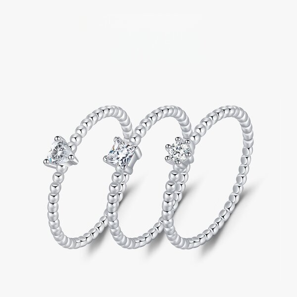 Heart Geometry Ring Manufacturer - OEM/ODM Custom 925 Silver Shiny Moissanite