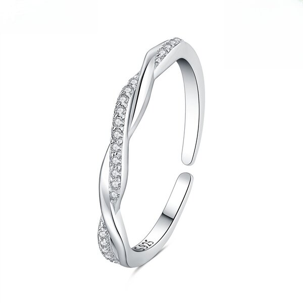Half Ring Manufacturer - OEM/ODM Custom 925 Silver Twist Grain Zircon