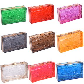 Acrylic Clutch Bag Manufacturer - Ice Crack Design Transparent Evening Purse