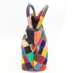Leather Handbag Supplier - 2025 Geometric Color Genuine Cowhide Tote Bag