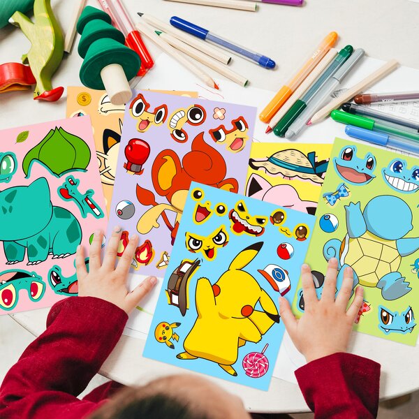 Pokemon Sticker Set Manufacturer - OEM/ODM Custom 6 Sheets DIY Puzzle Waterproof