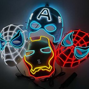 Superhero LED Mask Manufacturer - OEM/ODM Custom Halloween Pvc Spider Iron Man
