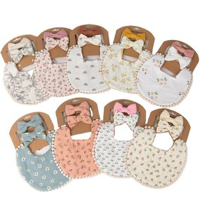 Baby Bib Set Manufacturer - OEM/ODM Custom Dotted Floral Linen Cotton
