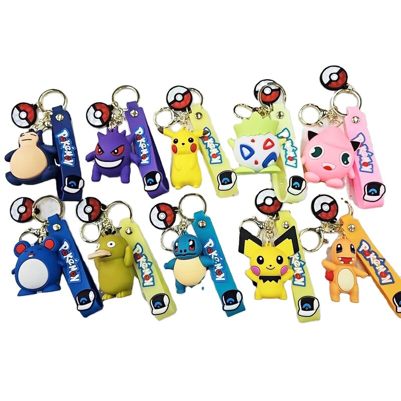 Pokemon Keychain Set Manufacturer - OEM/ODM Custom 10 Styles Pikachu Squirtle