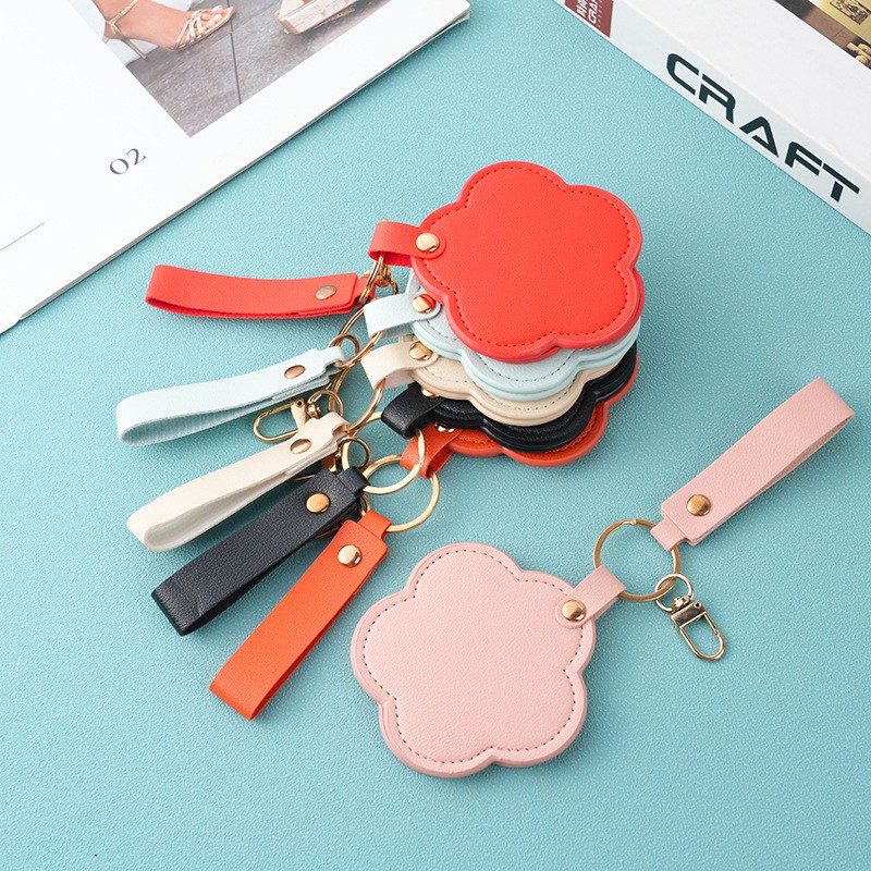Pocket Mirror Manufacturer - Bulk Custom Logo PU Leather Rotating Keychain