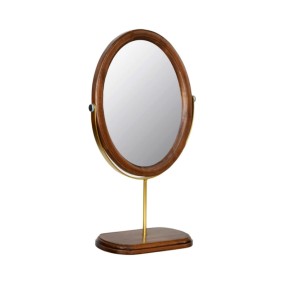 Rotatable Mirror Manufacturer - OEM Vintage Oval 360° Wood Gold Accents