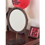 化妆镜工厂-批发椭圆形木制单面台式支架