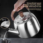 Water Kettle Factory - OEM/ODM Large Capacity 316 Stainless Steel Wood Handle Whistling