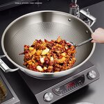 Frying Wok Factory - OEM/ODM Hammer Pattern Titanium Wok Stainless Steel Large Capacity