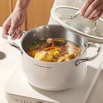 Cooking Pot Manufacturer - OEM/ODM 316 Stainless Steel Double Ear Sauce Pot for Induction