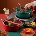 Hot Pot Set Factory - OEM/ODM Stainless Steel Double Glass Cover Mandarin Duck Stew Pot