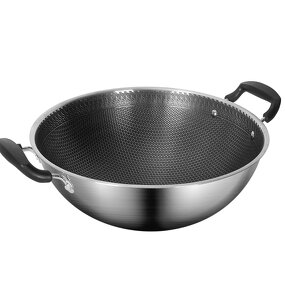Wok Manufacturer - OEM/ODM Stainless Steel 304 Stir-fried Non Stick Honeycomb 45cm