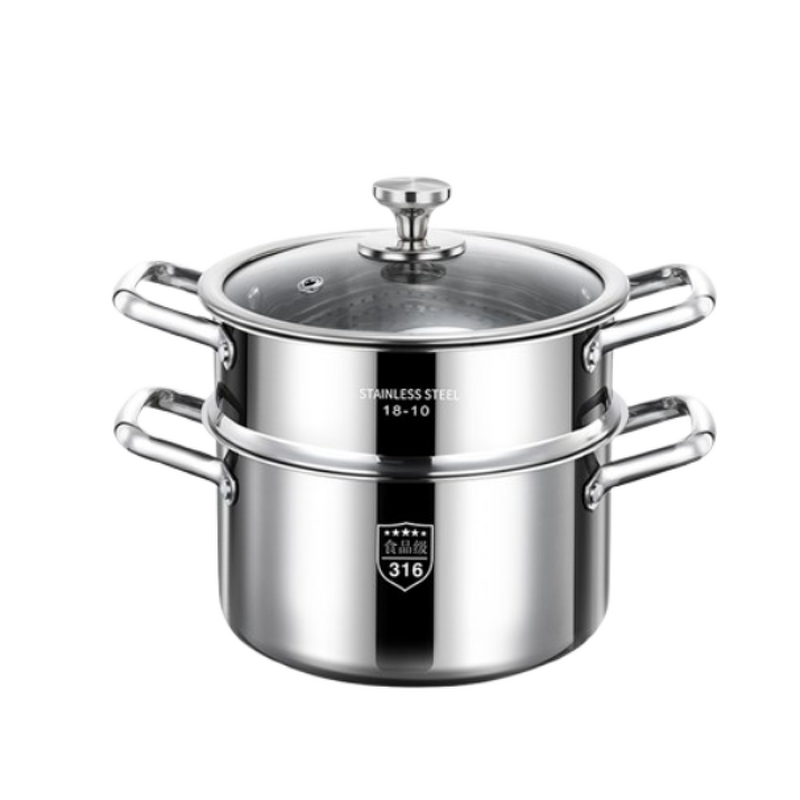 Stock Pot Factory - OEM/ODM Household 316 Stainless Steel Double Bottom Soup Pot