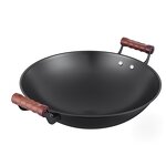 Frying Wok Factory - OEM/ODM Commercial Titanium Iron Wok 47cm with Steel Cover