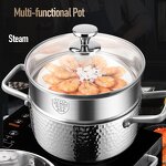 Soup Pot Factory - OEM/ODM European Hammer Pattern 316 Multi-functional Hot Pot for Gas
