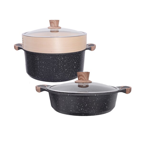 Cooking Pot Manufacturer - OEM/ODM Wholesale 20/24/28/32cm Marble Coated Non Stick Set