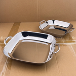 Snack Dishes Factory - OEM/ODM 304 Stainless Steel Tray Double Ear Square Serving Plates