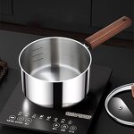 Milk Boiler Pot Factory - OEM/ODM Stainless Steel Snow Pan Wood Handle for Induction