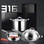 Cookware Set Factory - OEM/ODM 316 Stainless Steel Wok Snow Pan Soup Pot