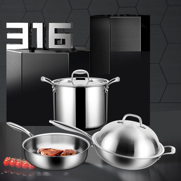 Cookware Set Factory - OEM/ODM 316 Stainless Steel Wok Snow Pan Soup Pot