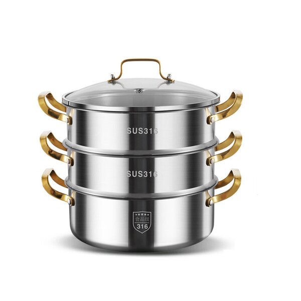 Steamer Pot Set Manufacturer - OEM/ODM SUS 316 Stainless Steel 30cm 2/3/4 Layers Eco-Friendly