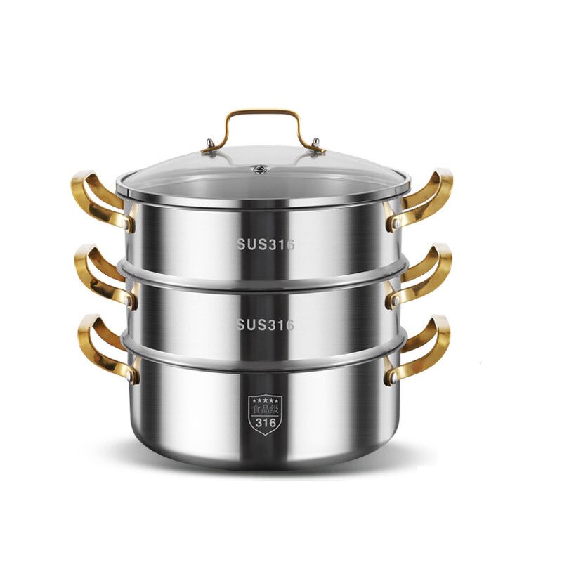 Steamer Pot Set Manufacturer - OEM/ODM SUS 316 Stainless Steel 30cm 2/3/4 Layers Eco-Friendly