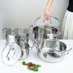 Soup Pot Set Manufacturer - OEM/ODM Hammer Pattern 316 Stainless Steel Stock Pot