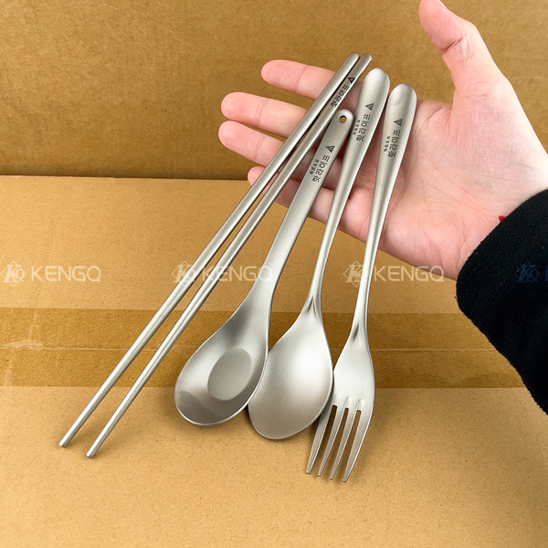 Tableware Set Manufacturer - OEM/ODM Pure Titanium Chopsticks Spoon Fork Camping Portable