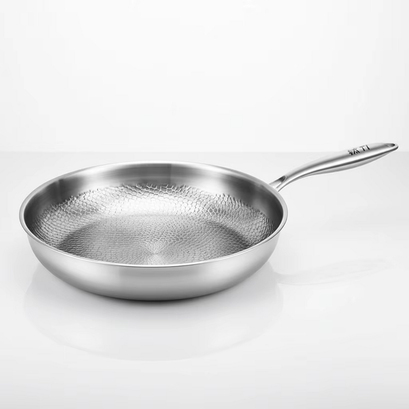 Titanium Pan Manufacturer - OEM/ODM Pure Titanium Hammered Non-stick Skillet for Induction