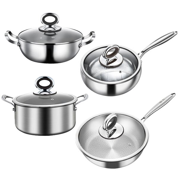 Cookware Set Manufacturer - OEM/ODM Stainless Steel Hammer Pattern Snow Pan Non-Stick