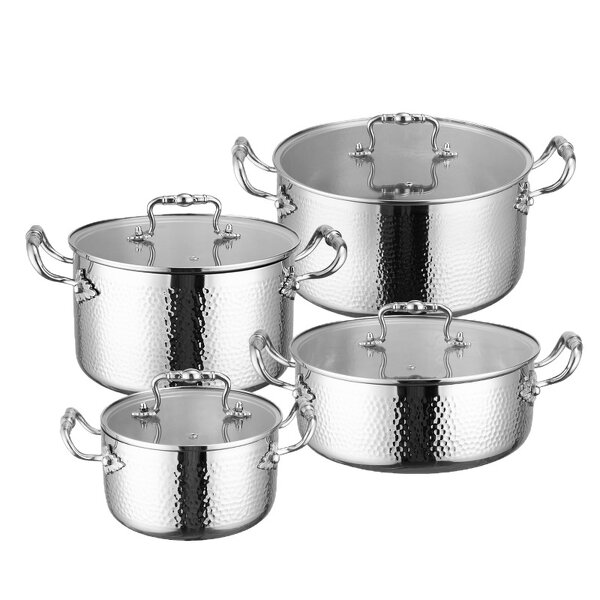 Soup Pot Set Manufacturer - OEM/ODM Hammer Pattern 316 Stainless Steel Stock Pot