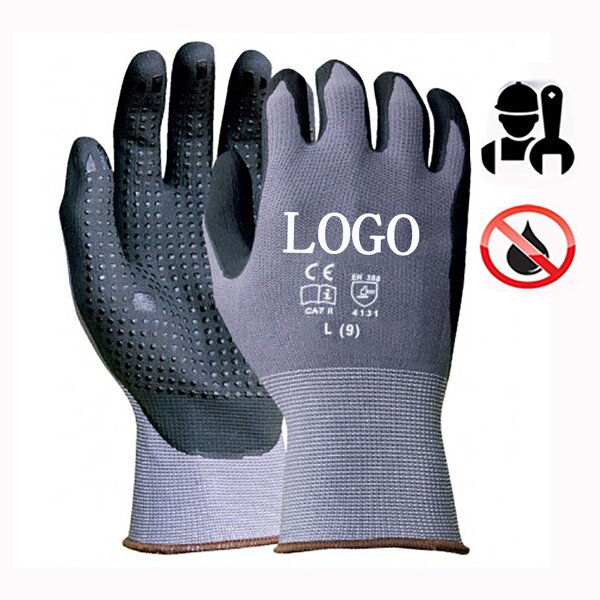 Work Gloves Factory - OEM/ODM OEM Custom logo Foam Nitrile Palm Coated Dot Grip