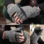 Fingerless Gloves Manufacturer - OEM/ODM Ragg Wool Knitted Grip Patched Convertible Mittens