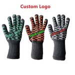 BBQ Gloves Manufacturer - OEM/ODM Custom logo Fire Proof Heat Resistant Silicone