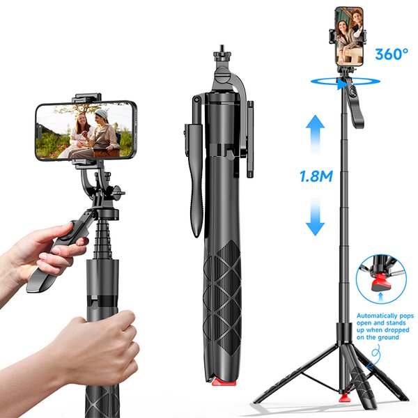 Selfie Stick Factory - OEM/ODM L16 TT 1.8m Telescopic Aluminum Alloy Auto Tripod