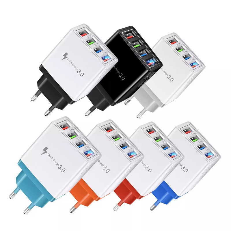 Wall Charger Factory - OEM/ODM 4USB Multi-port Travel Fast Chargers US EU UK Plug