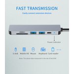 USB C Hub Manufacturer - OEM/ODM 6 in 1 Docking Station 5 Gbps with PD Hd-mi