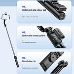 Selfie Stick Factory - OEM/ODM C01S with Split Holder Bluetooth Remote Fill Light