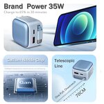 Phone Charger Manufacturer - OEM/ODM New K60 35W GaN with Built-in Cable Retractable