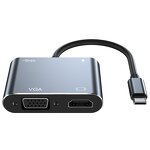 USB C Hub Manufacturer - OEM/ODM 4K Video Output 4 in 1 Type C to VGA HD-MI