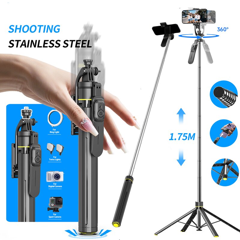 Selfie Stick Manufacturer - OEM/ODM TT19 1.75m Auto Pop-up Stable Quadrapod