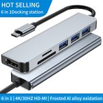 USB C Hub Manufacturer - OEM/ODM 6 in 1 SD TF Card Reader HD-MI 4k Video Output